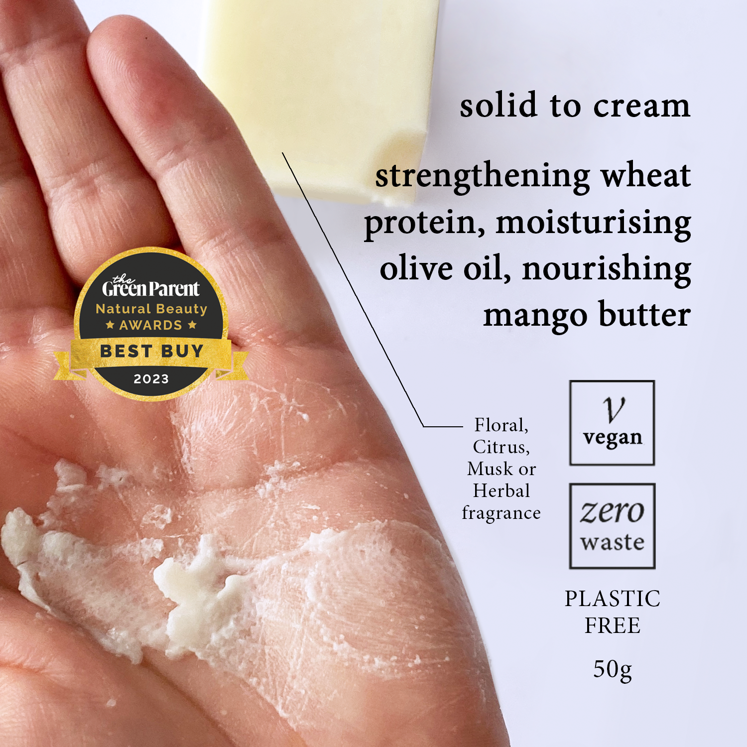 Conditioner Bar | Floral | Naked | 50g | Plastic-free hair care