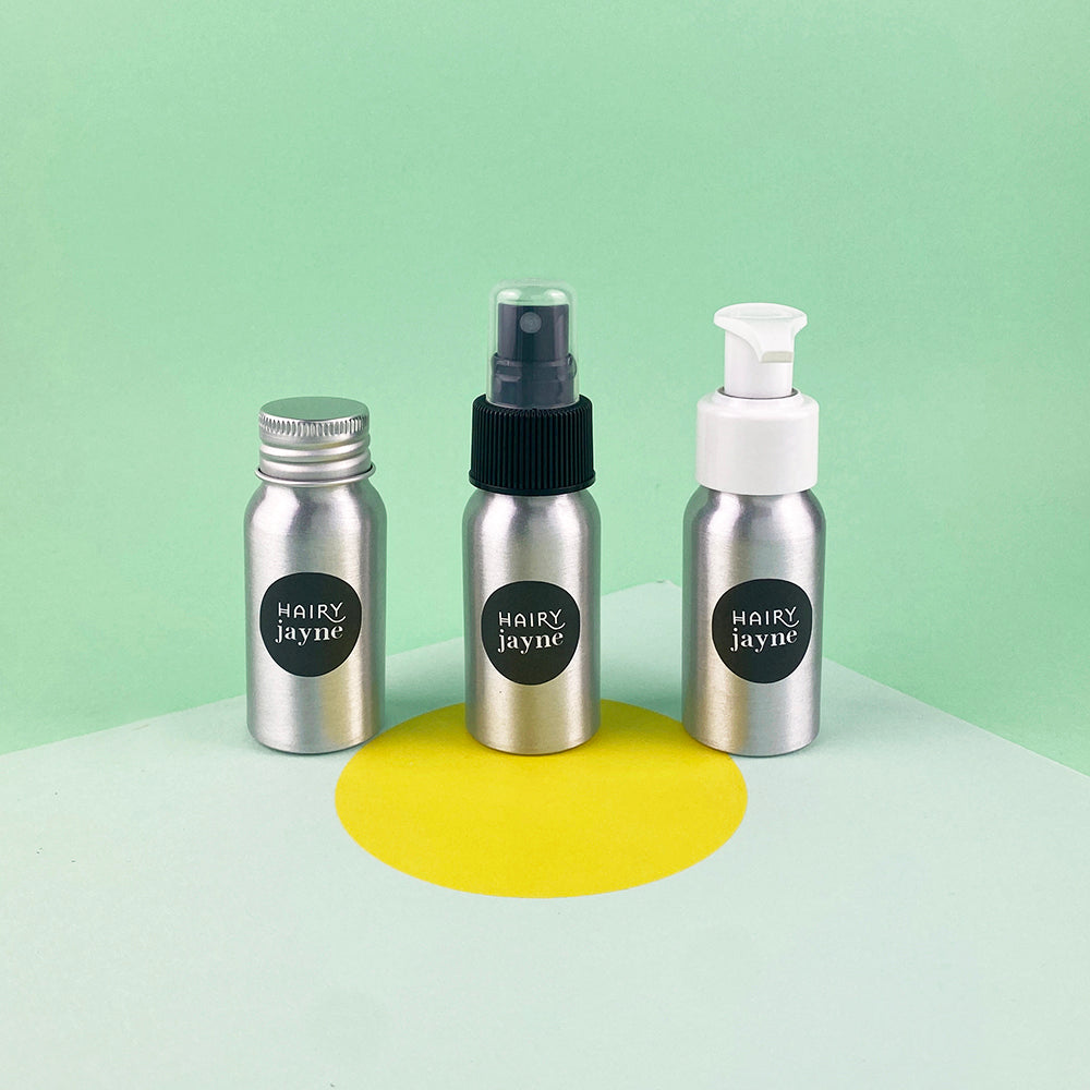 Travel Size Refillable Bottles | 30ml + 100ml aluminium bottles